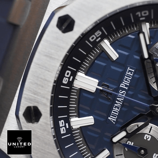 Audemars Piguet Royal Oak Replica blue dial replica close analog view