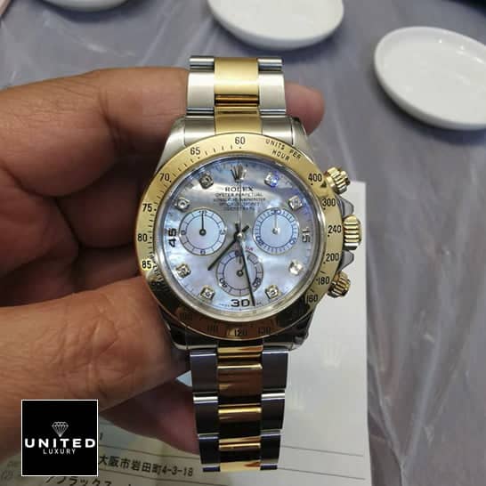 Rolex Daytona Two Tone White Dial 116523 Replica 5 Rolex Daytona Two Tone Bracelet 116523 Replica on the wrist