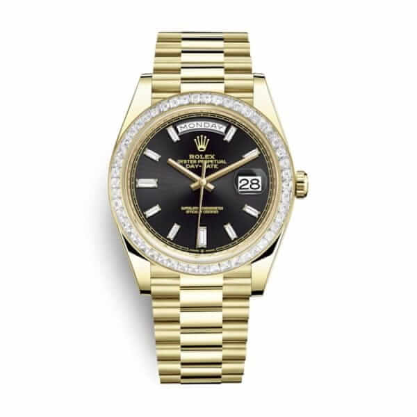 rolex-day-date-228398tbr-40mm-kw-yellow-gold-diamonds-black-dial-replica-600x600