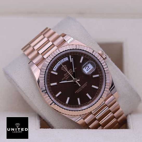 Rolex Day-Date 228235 Chocolate Replica 1 Rolex Day-Date 228235 Black Dial Replica in the Rolex box