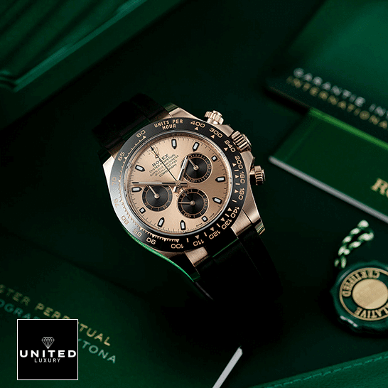 Rolex Daytona Cosmograph 116515LN Rose Gold Dial Replica 2 Rolex Daytona Cosmograph 116515LN Black Bezel Replica & Guarantee Card